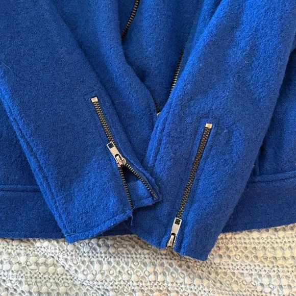 💐SPRING Jacket💐 Tahari Royal Blue Women's Moto Jacket Asymmetrical Zipper sz sm - Picture 6 of 7